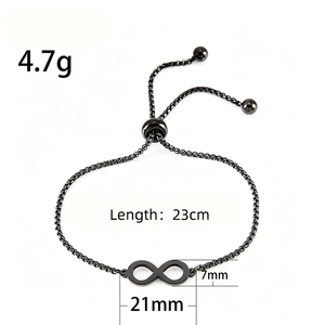 Pulsera Deslizante Infinita Ywyougang Minimal Forever Love, Cadena de Perlas, Personalizable con Grabado, Apilable - Product Image 6