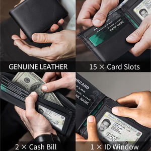 Cartera Minimalista de Cuero Genuino para Hombre con Protección <span class=keywords><strong>RFID</strong></span>, Tarjetero Delgado para Tarjetas de Crédito, Identificación y Negocios - Product Image 2