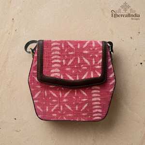 <b>Boho</b> Cotton Rug Crossbody <b>Bag</b> Hand Block Print Ragzine Fabric Small Shoulder <b>Bag</b> with Leather Strap - Product Image 2