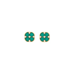Pendientes de Perlas de Acero Inoxidable 316L con Baño de Oro PVD y Esmalte Verde con Perlas para Mujer - Product Image 2