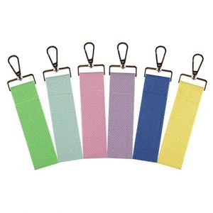 Personalized Metal Keychain Custom Embroidery Patch Woven Canvas Cotton Luggage Streamer Key Pendant Buckle Promotional - Product Image 1