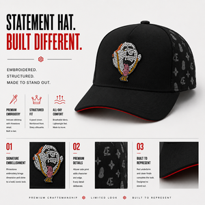 Casquette de baseball de luxe en daim intégral, style streetwear, avec épingles métalliques, patch en cuir, strass en cristal et logo brodé florentin personnalisé - Product Image 1