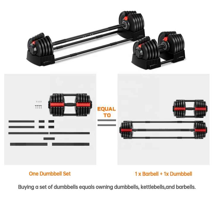 adjustable dumbbell set, 90lbs (40Kg) x 2