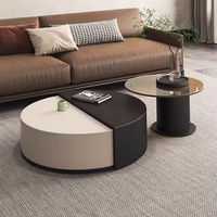Table basse en pierre de luxe léger, moderne et simple pour salon, table basse ronde rotative pour la maison, style minimaliste italien