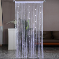 Cortina de Cuentas para Puerta, Panel de Pared con Flecos, Separador de Ventana, Persiana para Bodas, Cafeterías, Restaurantes, con Borlas de Cristal