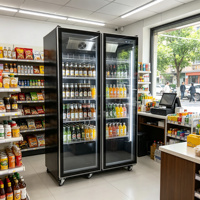 Réfrigérateur commercial pour bière et vin rouge, armoire de présentation à quatre portes, trois portes, double porte, sans refroidissement, pour boissons