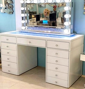 Meilleure vente Table de toilette blanche de luxe légère à treize tiroirs avec miroir Meubles de salon avec miroir Coiffeuse - Product Image 3