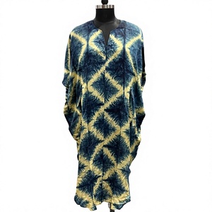 Robe Kaftan Tie-Dye Simple pour Femme, Respirante, Ample, Manches Chauve-Souris, Col en V, Printemps, ODM XL, Cache-Maillot de Plage Bohème, Tenue d'Été Décontractée - Product Image 1