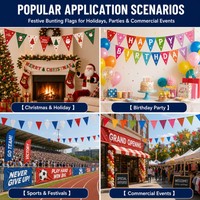 Guirlande de fanions de Noël personnalisée en polyester écologique pour fêtes de Noël, anniversaires, événements et décoration de plafond à la maison