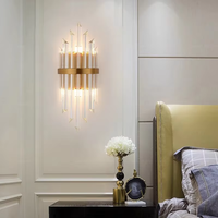 Applique murale design moderne LED d'intérieur en cristal pour décoration de fond de couloir, lampe murale pour chambres d'hôtel