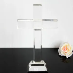 crystal cross sculpture religious crafts personalized clear religious crystal cross standing