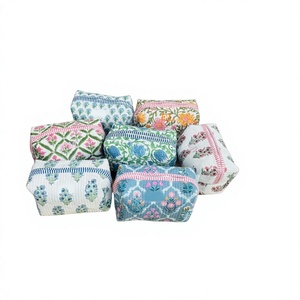 Bolsa de Maquillaje de Algodón Floral Hecha a Mano, con Cierre, Regalos para Damas de Honor, Bolsa de Cosméticos para Mujer - Product Image 1