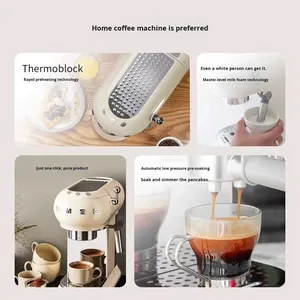 Machine à expresso italienne de style rétro pour la maison avec mousseur en acier inoxydable, capacité de 5 à 10 tasses, garantie 1 an, ECF01 en acier inoxydable - Product Image 2