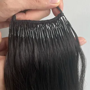 12 "-26" Algodón String Twins I-tip Extensiones de cabello Corea Popular Recto Color natural Remy Extensión de cabello Cabello humano para mujeres