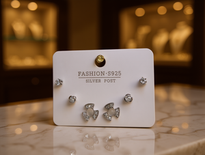 Orecchini a Perno in Argento S925 alla Moda, Set di Gioielli con Cristalli Geometrici per Uso Quotidiano Femminile - Product Image 2