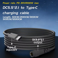 Cable de alimentación USB C a CC de 5M/10M, 100W, impermeable, tipo C a 5521, cable de carga 18AWG 20V 5A para Starlink Mini