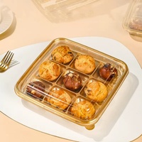 Boîtes d'emballage en plastique jetables pour mini-gâteaux, 9 compartiments, avec couvercle transparent, pour pâtisseries, biscuits sucrés, contenants de rangement