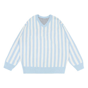 Custom Logo ODM/OEM American Retro Striped Jersey <b>Knit</b> Sports <b>Sweater</b> <b>Loose</b> Long-Sleeved Winter <b>Sweater</b> Front Logo Color Block - Product Image 3