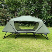 Lit de camping surélevé à double couche personnalisé OEM ODM, lit pliant portable hors sol pour le camping et la pêche en plein air