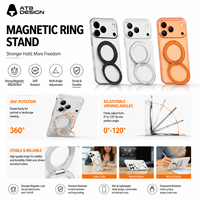 Étui de téléphone anti-empreintes digitales ATB Frosting, étui magnétique transparent antichoc pour iPhone 18 Pro avec support rotatif à 360 degrés