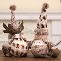 Figurines de table neutres à carreaux (gnomes, rennes, bonhommes de neige) pour Noël et l'hiver, décoration de cheminée, cadeau de style neutre