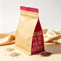 Pochette refermable à huit côtés en papier kraft biodégradable, impression personnalisée, 2 lb, pour emballage alimentaire de suppléments de protéines en poudre