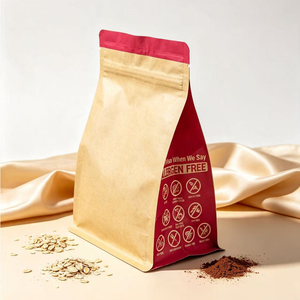 Bolsa de papel kraft biodegradable impresa a medida con cierre de ocho lados y cremallera de 2LB para envasado de alimentos y suplementos de proteína en polvo - Product Image 3