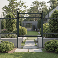Valla de metal de tamaño personalizable, diseño moderno y elegante, puertas de enrejado de aluminio duraderas para jardín, valla para mascotas para patio trasero