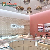 Vitrina de Exhibición de Joyería de Alta Gama, Ecológica, Impermeable, Moderna, de Madera y Vidrio con Iluminación LED, Metálica, para Boutique