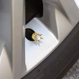 Crown Bling Handmade Crystal Rhinestone Aluminum Alloy <b>Tire</b> <b>Valve</b> Stem <b>Caps</b> Universal Attractive Accessories for <b>Car</b> Gold White - Product Image 6