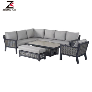 Buena calidad cuerda de ratán aluminio al aire libre sofá ratán mimbre Patio jardín conjunto mesa elevadora para hoteles parques - Product Image 1