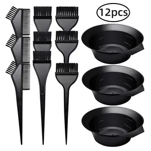 Hair saloon products accessories black hairdressing bowl dye bowl with brush set