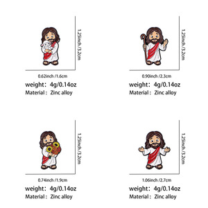 Broche en émail Jésus-<span class=keywords><strong>Christ</strong></span> mignon avec agneau dans les bras et bouquet <span class=keywords><strong>de</strong></span> fleurs, en métal souple, idéale comme cadeau pour l'Église chrétienne - Product Image 6