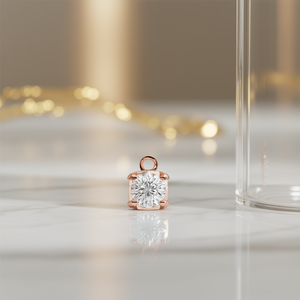 Pendentif en or rose E2460 avec diamant rond taille brillant, couleur G, pierre naturelle, style classique, unisexe, pour tous les jours - Product Image 2