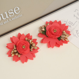 Fleur artificielle fraîche multicouche DIY style européen-américain pour coiffure de mariée, pince à cheveux, broche, serre-tête, accessoire en polyester - Product Image 4