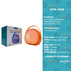 GTS-1945 bt kablosuz mini 3 inç hoparlör renkli taşınabilir açık ev hoparlör ile tws tf usb mp3 çalar fm radyo kolu - Product Image 2