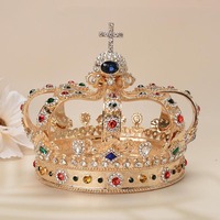 Couronne de mariage en or d'Halloween avec décor en croix, accessoires de fête pour costumes, couronne de reine pour femmes, plus populaire