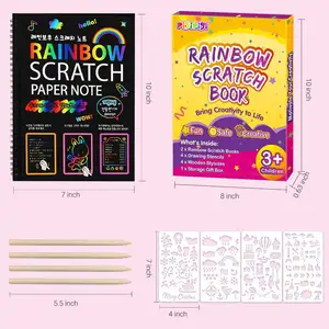 Großhandel Regenbogen von Black Magic Sheets Scratch Paper Pad für Kinder DIY Zeichnung