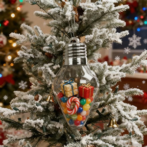 Pot cadeau en forme d'ampoule de Noël, ornement en plastique transparent en forme d'ampoule pour décoration de fêtes, remplissage de cadeaux, lot de 3 - Product Image 2