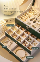Boîte de rangement de bijoux pliable de luxe en cuir PU, boîte de présentation de voyage pour filles et femmes, organiseur de bagues, montres et ensembles de bijoux