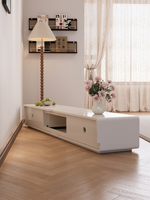 Meuble TV moderne minimaliste blanc réglable et extensible pour salon, usage domestique, meuble de rangement sur pied