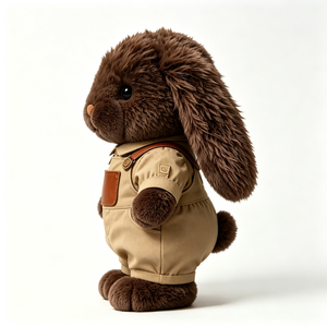 Peluche <span class=keywords><strong>Coniglio</strong></span> Personalizzato, Morbido Pupazzo con Orecchie Cadenti, Vestito con Salopette Color Kaki, Simpatico Peluche Marrone per Bambini, Regalo, Giocattolo di Peluche a Forma di <span class=keywords><strong>Coniglio</strong></span> - Product Image 4