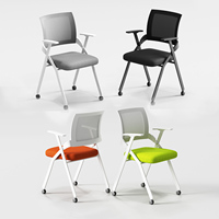 Chaise de bureau moderne en maille, structure en acier inoxydable, design pliable, accoudoirs fixes, matériau PVC, utilisation commerciale et domestique, inclinable