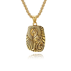 Collar de acero inoxidable con colgante temático de la diosa gata del antiguo Egipto, regalo para hombre, diseño artístico retro - Product Image 1