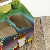 Porte-gobelets personnalisé en carton pour 4 boissons avec poignée, plateau à emporter pour boissons, kraft écologique