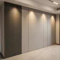 Panneau mural moderne en WPC et fibre de bambou carbonisée pour la décoration intérieure 3D à lattes, idéal pour la maison, l'hôtel et le bureau