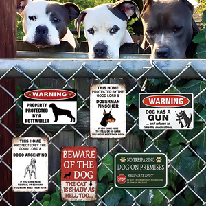 Plaque en métal amusante avec avertissement de protection contre les chiens, interdiction d'entrer, chien de garde Rottweiler, humour, décoration murale pour <span class=keywords><strong>garage</strong></span>, cour, cadeau pour homme - Product Image 3