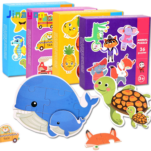 Jinayon de cognitiva Animal rompecabezas juguetes bebé de aprendizaje temprano de los niños bloque de papel rompecabezas - Product Image 1