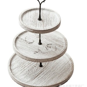ชั้นวางเค้กไม้สองชั้นทรงกลมสำหรับตกแต่งงานวันเกิด - Product Image 2