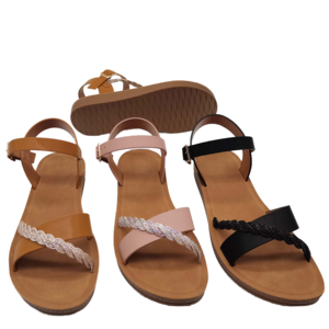 Open Toe Smooth Cross Strap <b>Light</b> Weight Fashion Trend Breathable Outdoor Flat Sandals Beach Summer Casual Ladies - Product Image 1